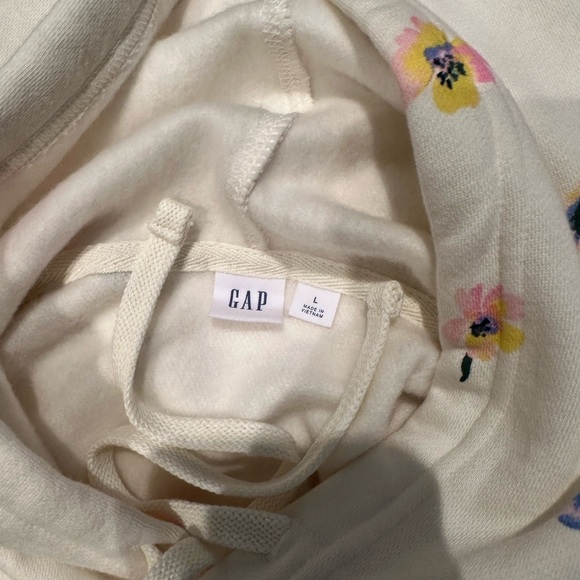 GAP Cream Hoodie with Floral Accents (Large) - Picture 3 of 5